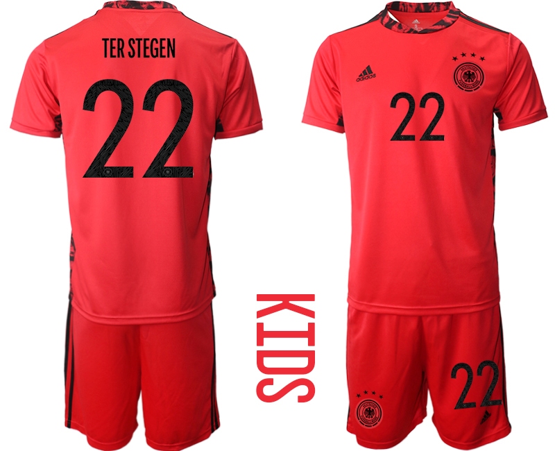 Youth 2021 European Cup Germany red goalkeeper #22 Soccer Jersey1